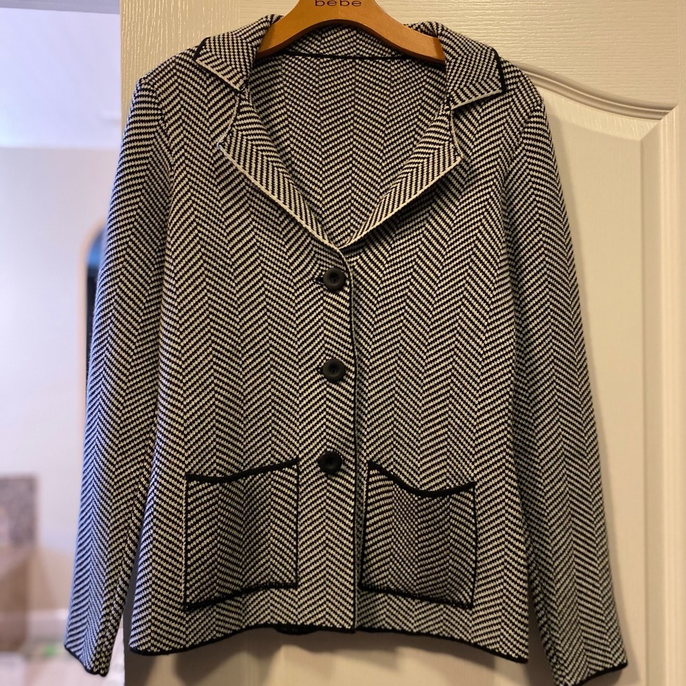 Black white herringbone jacket